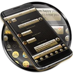 sms messages gloss goldblack android application logo